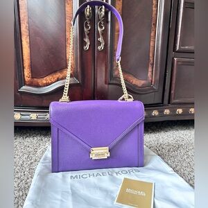 Michael Kors Purple Crossbody Bag with Chain/leather Shoulder Strap